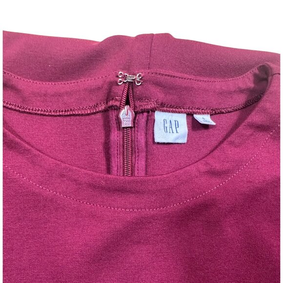 GAP Burgundy Peplum Fit & Flare Ponte Knit Dress Size 0 Knee Length - Picture 5 of 7